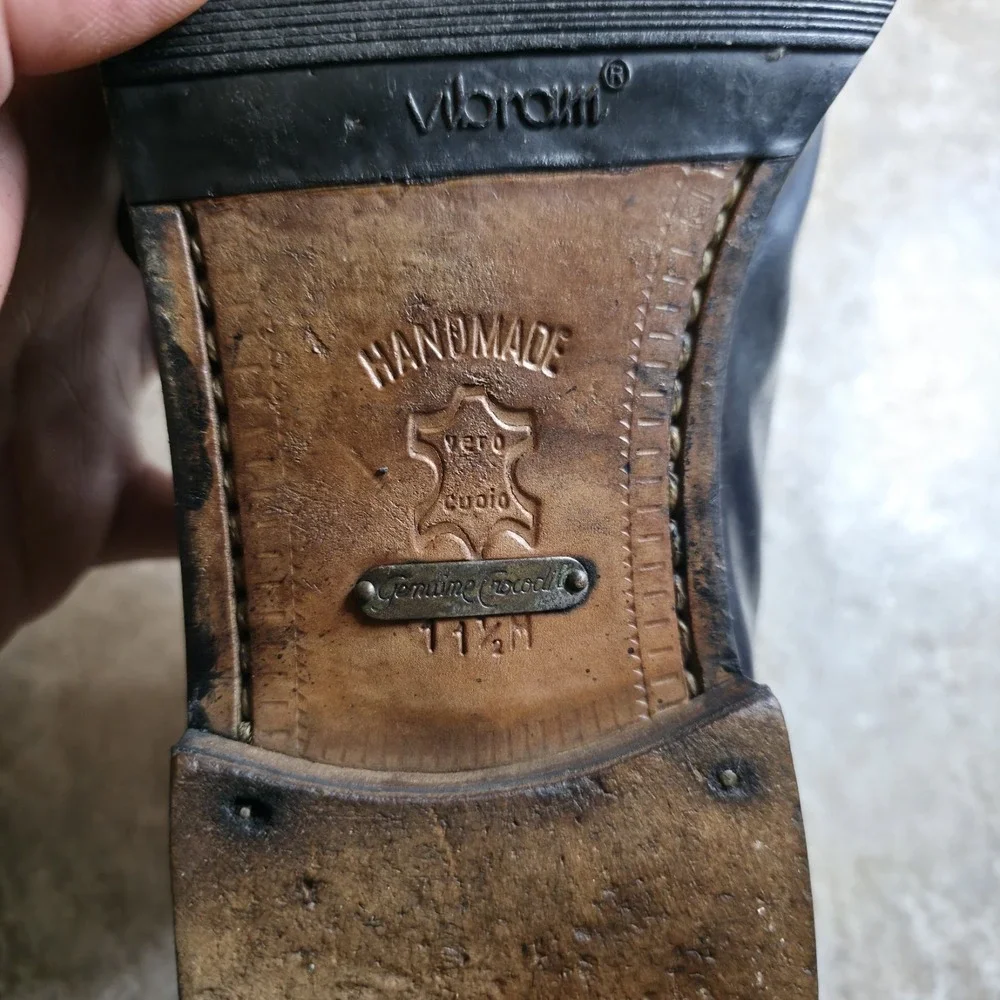 Vintage Mezlan Size 11.5 Crocodile Blue Handmade In Spain Monk Shoes *Read Desc.